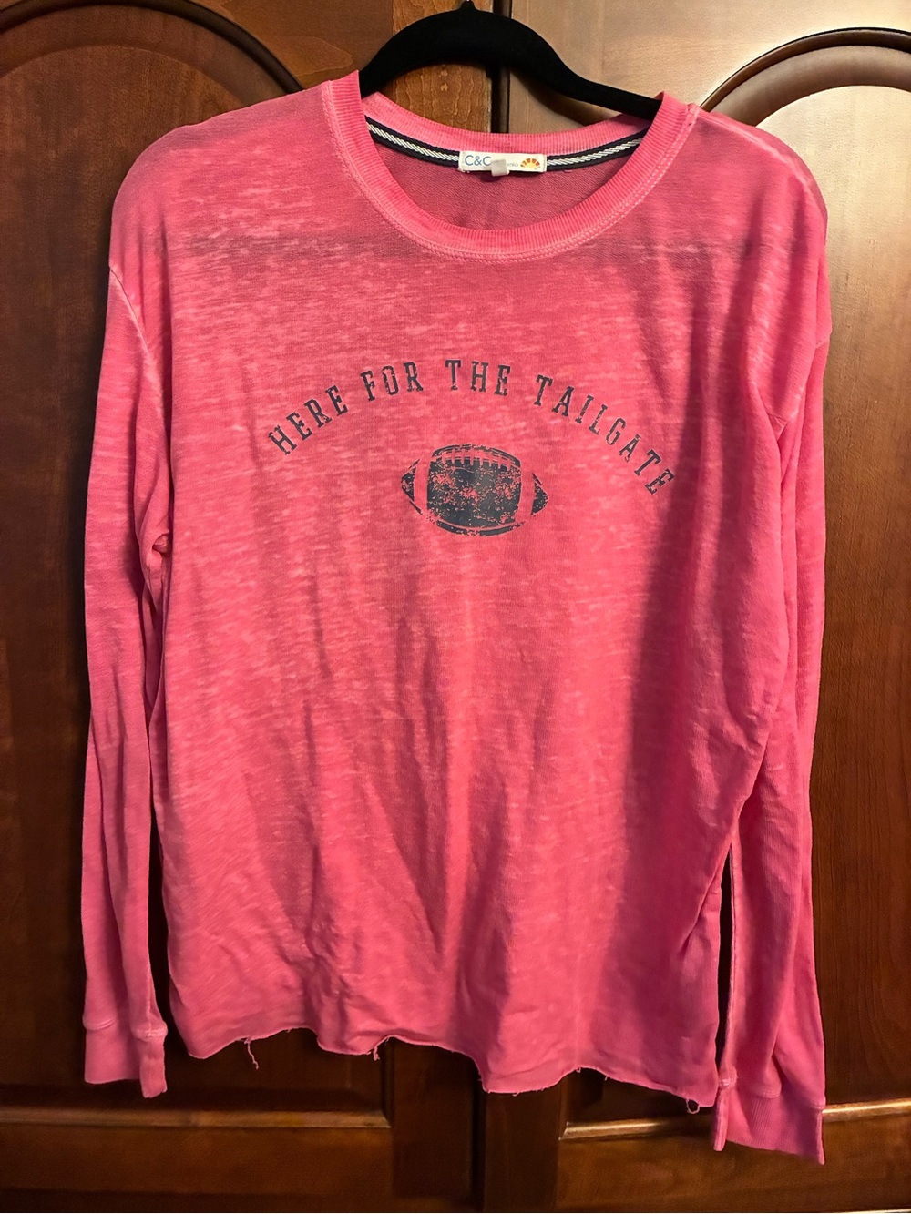 C&C California Pink Here For The Tailgate Football Shirt Pink Wednesdays